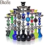 Shisha, Hookah, Nargile, Orientalische Wasserpfeife mit 4 Schläuchen, inklusive Alufolie, Zange für Kohle, Tonkopf aus Keramik, mit allen Dichtungen (Schwarz Matt F023 - 71cm)