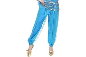 SamHeng Bauchtanz Haremshose, Damen Chiffon Tribal Arabisch Hose, Pailletten Glänzend Lose Bauchtanz Kostüm Pumphose für Bauchtanz Yoga Pilates Zumba Party Performance Kostüm