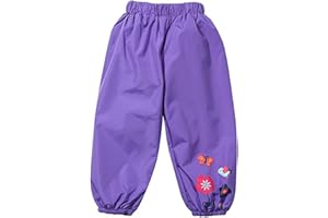 FAIRYRAIN Little Kids Girls Waterproof Lightweight Flower Rain Pants