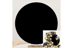 Bovlleetd Schwarzer runder Hintergrund 200 cm Porträt ID Foto Fotografie Hintergrund Reiner schwarzer Kreis Hintergrund Studio Fotografie Requisiten Geburtstagsfeier Kuchen Tischdekoration