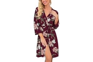 PrinStory Women Long/Short Bathrobe Knit Kimono Robes Soft Womens Dressing Gowns Casual Ladies Loungewear