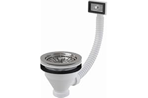 AlcaPlast Spülbecken Ablaufgarnitur 1,5' Ablaufventil 90mm mit Edelstahlsieb, Ausführung:mit Überlauf