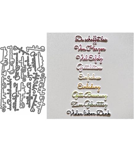 Karten-Kunst Stanzschablone – „Vielen Lieben Dank“ In Eleganter Schreibschrift Mit Outline