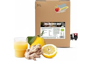 ‎KALE&ME Kale&Me Bio Ingwer Shot 3L Bag-in-Box – Kaltgepresster Ingwersaft mit Zitrone & Apfel – Ohne Zusatzstoffe – Vegan & Bio – Ideal für Morgenroutine & Saftkur – Made in Germany