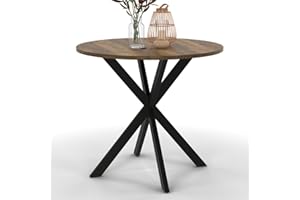 IDMarket - Esstisch, rund, Alix, 4 Personen, Spidenfuß, schwarz und Tischplatte aus dunklem Holz, 80 cm