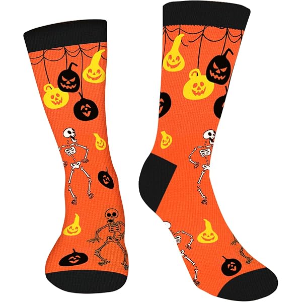 SHERCHPRY 5pezzi Calzini Di Halloween in Cotone Traspirante Stampa Di Zucca e Pipistrello Calzini Anti-attrito Per Uomini e Donne Per Feste Di Halloween