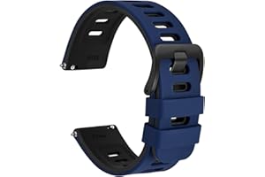 WOCCI Bicolore Bracelets de Montre, Caoutchouc Silicone, Libération Rapide, Bandes de Rechange pour Homme et Femme, Boucle en Acier Inoxydable, 18mm 20mm 22mm