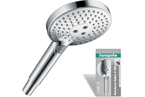 hansgrohe Raindance Select S - Duschkopf, Handbrause mit 3 Strahlarten, runde Duschbrause (⌀ 120 mm), Brausekopf mit Antikalk-Funktion, Chrom