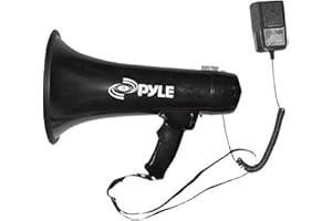 Haut-parleur mégaphone portable Pyle PA Bullhorn - Sirène intégrée, contrôle du volume réglable de 40 W et portée de 1 000 verges, idéal pour tous les sports de plein air, les entraîneurs de fans