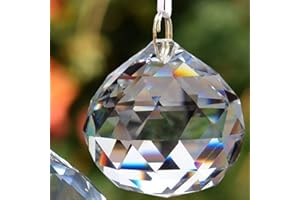 EasyBravo Sfera di cristallo trasparente, prismi Feng Shui, acchiappasole per decorazione da appendere + kit per appendere (40 mm/1 pezzo, trasparente)