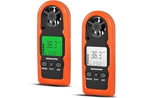 Anemometro Palmare - BTMETER BT-816B Misuratore di Velocità del Vento Digitale con Termometro, Retroilluminato per HVAC CFM Shooting Boat (confezione da 2)