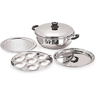 Tosaa Big Induction Compatible Multi Purpose Kadai, 27 cm ,5 Plates, Silver