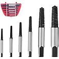 Easy Out Bolt Extractor Set, 6PCS Screw Extractor Set Broken Stud Screw Removal Tool Kit Stripped Screw Remover Drill Bit Set with Box for 1/8 to 1 Inch Thread Nut Pipe Faucet