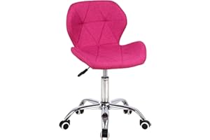 HADWIN Modern Fabric Swivel Office Chair, Height Adjustable Padded Armless Desk Chair with Wheels for Home Office, Rose