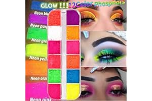 BEAUTY SEARCHER 12 colori/scatola ombretto in polvere sciolto, tavolozza di ombretti con pigmenti al neon fluorescente trucco glitter luccicante ombretto viso corpo artigianato pittura per unghie ombretto trucco