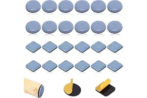 KODWIS Patins Glisseurs en Teflon pour Meubles 24 PièCes, Patins pour Meubles Lourd Auto-AdhéSifs Patins pour Chaises pour AdaptéS Aux Sols Lisses, Tapis et Planchers Bois (Rond:20mm, Carré:20 X 20mm)