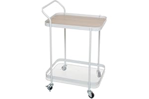 VIDAL REGALOS Mesa Camarera con Ruedas 2 Niveles Metalica Blanca 74 cm