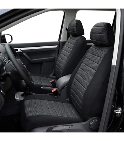 thumbnail image 2 of Luxury Black Quilted Diamond Faux Leather Seat Covers For Fiat Doblo & Cargo Front Seats 2 of 5