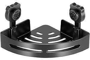 LEARNLYRICS Dusch-Organizer Mit Saugnapf, Eck-Duschregale - Duschablage Ohne Bohren Schwarz Eckregal, Duschregal 2er-Pack, Badregal Ohne Bohren, Shower Shelf Mit 4 Haken, Shampoo Halterung, Duschregal Eckregal Ba