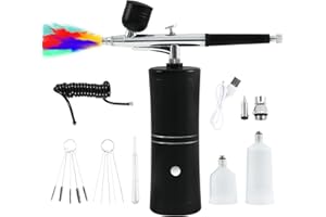 CUPEOHOME Airbrush Kit with Compressor, Portable Rechargeable Cordless High-Pressure Air Brush Set with 0.3mm Nozzle and Cleaning Brush Set for Nail Art, Makeup, Painting, Cake Decor, Model Painting