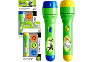 SPIRITZOHIC Children Projector Toys, 2 Pcs Kids Night Light Torches Animal Projector Torch with 3 Discs 24 Images Slide Projectors Torch Light Fun Flashlight Plastic Flashlight Toy for Toddler Children Gifts