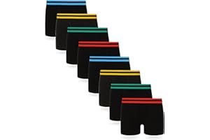 FM London 8-Pack Boys Boxers with Elastic Waistband - Comfort Fit Kids Hipster Boxer Shorts