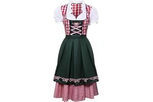 NUWIND Damski niemiecki kostium na festiwal piwa, bawarski, tradycyjny Oktoberfest, Halloween, impreza, pokojówka, w kratę, fantazyjny strój (M)