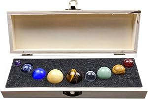 AITELEI Sistema solare naturale 9 Pianeti Decorazioni Pietre preziose Sfera Galaxy Universo Modello Chakra Guarigione Sfera di cristallo Sfera Figurine collettive
