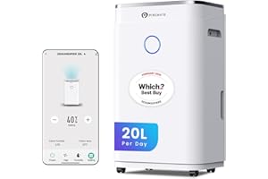 PureMate 20L Smart WiFi​ Dehumidifier ​for Home, Large 6.5L Tank or Continuous Drainage, Sleep Mode,​ Adjustable​ Humidity Sensor​, Laundry Drying​, 24H Timer​, Ideal for Damp​ & Condensation