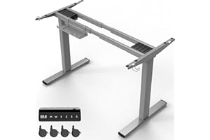 ‎HOMALL Homall Höhenverstellbarer Tisch Gestell mit 2 Motoren, Elektrisch Schreibtisch Belastbar bis 120KG, 2-Fach-Teleskop, Tischgestell mit Memory-Steuerung, Kollisionschutz Funktion (Grau)