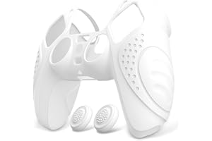 eXtremeRate PlayVital Funda de Silicona para ps5 Mando - Carcasa Protectora Suave y Antideslizante con 2 Tapas de Joystick, Compatible con DualSense, Accesorio para ps5 (Edición Guardian-Blanco)