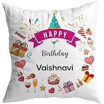 Buy ASHVAH Happy Birthday Vaishnavi Cushion Cover with Filler for ...