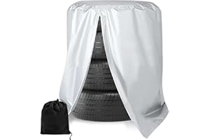 PRITOK Universal Tyre Cover: 420D Oxford Waterproof Dustproof Tyre Cover with Silver Coating, Zipper and Drawstring for 73 x 110 cm Tyres (Silver)