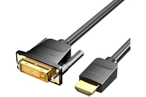 Vention Adaptateur Câble HDMI vers DVI 2M, Bi-directionnel DVI-D 24+1 mâle vers HDMI mâle Haute Vitesse, 1080p 60Hz, Full HD, Compatible avec PC, PS4, Raspberry Pi, Xbox, MacBook, DVD, Blu-Ray