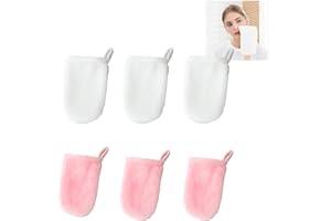 JIMKLPY Jimkply Lot de 6 gants de toilette en tissu éponge réutilisables, gants de nettoyage du visage, gents respectueux de l'environnement, 11 x 9 cm