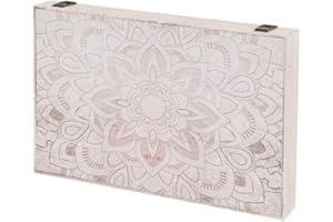 LOLAhome Tapa contador luz o cuadro eléctrico de mandala de madera MDF beige de 46x6x31 cm