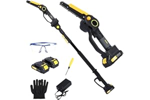 iondelce 2 in 1 Akku Hochentaster und Mini Kettensäge, Hochentaster elektrisch mit 2 x 2.0Ah Akku und Ladegerät, Bürstenloser Motor, 137-218 cm teleskop Kettensäge zum Baumbeschneiden