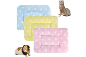 BUNDLEMALL 3 piezas de cama de felpa de animales pequeños, cálida manta mullida para cachorros, almohadilla de dormir de forro polar para conejos, conejos, chinchilla, ardilla (pequeño: 15 x 11 pulgadas, C)