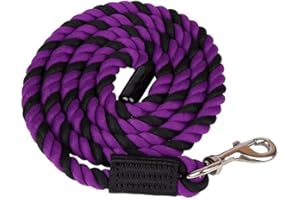 DONGKER Cuerda de plomo para caballo, cuerda de algodón trenzada de 1,8 m, correa de entrenamiento para poni con rotación de 360°, clip de broche de 0.6 pulgadas de grosor para caballo, perro grande, ovejas