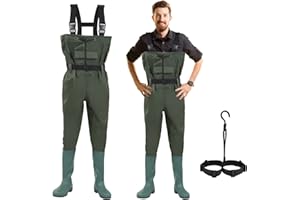 ISOISL Wathose, Wathose Herren Wasserdicht, 70D Nylon Composite PVC Angelhose, Anglerhose mit Stiefel, Wathose Herren Damen für Baustellen, Angeln, Bauernhöfe, Gärten