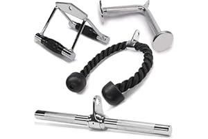 ‎YES4ALL Yes4All Kabelbefestigung, Trizepssei, Gerade Rotierende Stange, V-förmige Stange, Doppel-D-Griff, Trainingshilfen Einhand Griff, Chrom Kraftstation, Kabelzugturm, unterstützt bis zu 400 kgs