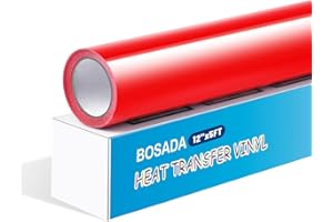 BOSADA Heat Transfer Vinyl 12" x 5ft HTV Iron on Transfer Paper for DIY Clothing,Logo,Hat,Fabric (Red)