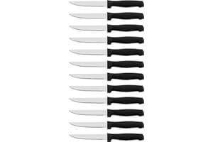 CUPERINOX Coltelli da tavolo in acciaio inox – Set professionale 12 pezzi con lama segata da 11 cm e manico ergonomico antiscivolo – per carne, verdure e pesce