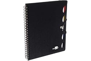 Liderpapel Cuaderno Espiral A4 Micro Executive Tapa Plástico 100H 80 g/m² Cuadro 5Mm 5 Separadores Con Gomilla Negro