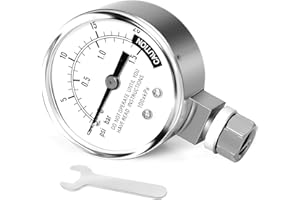 MEANLIN MEASURE 0–20 Psi, 5.1 cm Zifferblatt, 6.3 cm NPT-Edelstahl-Schnellkochtopf Manometer, Dampfdruckmessgerät, Unterlegscheibe und Mutter), untere Halterung