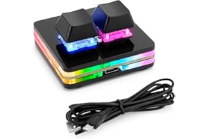 Ecarke Black OSU Keypad 2 Key Gaming Keyboard, USB Mini 2 Key Keypad Mechanical Gaming PC Keyboards Programming Macro with Software OSU HID Standard Keyboard（Upgrade Cherry Shaft & RGB LED）