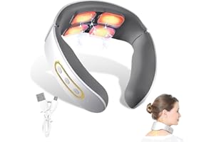 QAWNER Nackenmassagegerät, 11-in-1 Nackenlösung, 6 Modi, 9 Intensitätsstufen, Tragbares Elektrisches Massagegerät, Nackenmassagegerät mit wärme, Gegen Schmerzen, Nacken für Büro Hause (Weiß)