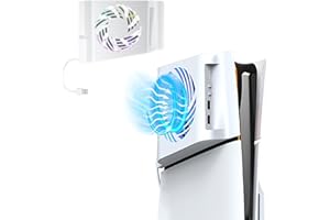 ARIKROII Ventilador para PS5 Slim, PS5 Slim Ventilador de Refrigeración con Detección Automática de Temperatura/luz LED/3 Niveles de Refrigeración/USB 2.0 2 puertos, Refrigeracion para PS5 Slim Digital & Disc