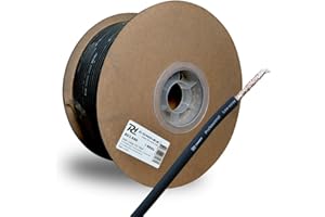 PD CONNEX Professional DMX Signal Cable Reel 100m, Black Flexible Shielded Audio Lighting Wire, 2-Core 6mm Diameter, 0.22mm^2 CSA, DJ Studio Stage Installation Cable