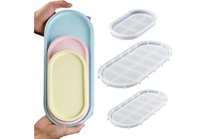 EPODA 3 Stücke Silikonform Tablett Oval, Silikonformen GießFormen